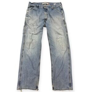 Y2K Levi's Jeans Men's 36x34 Blue Light Wash Carpenter Loose Straight Distressed